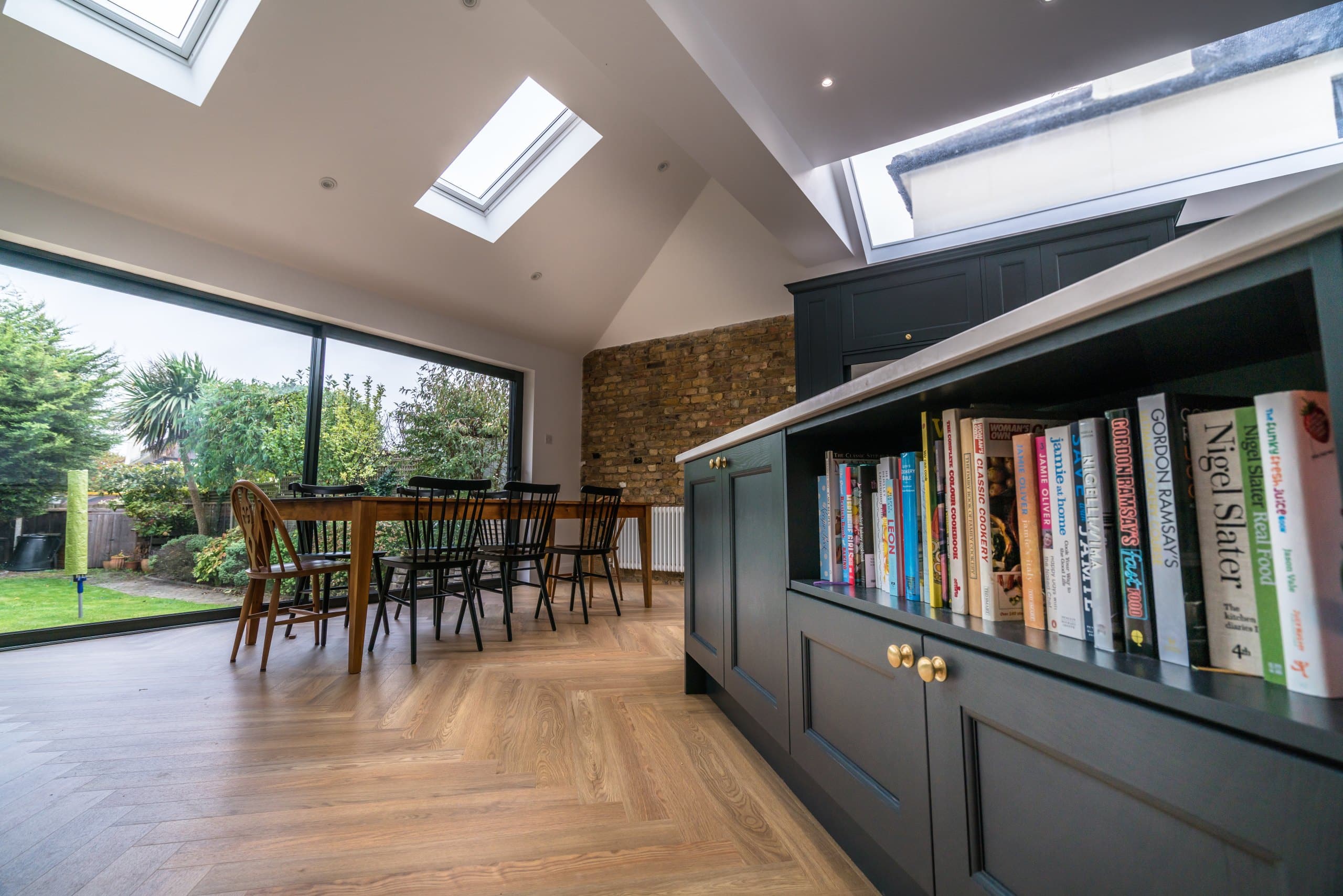 roof window in pitched roof in open plan kitchen