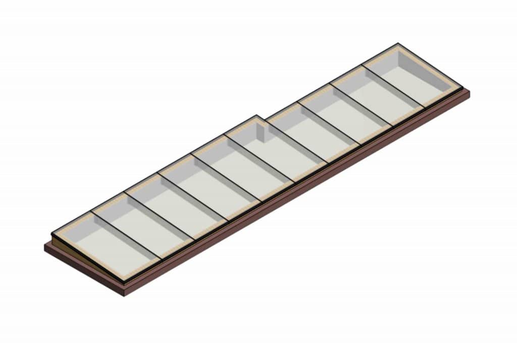 Render image of a large multipart rooflight