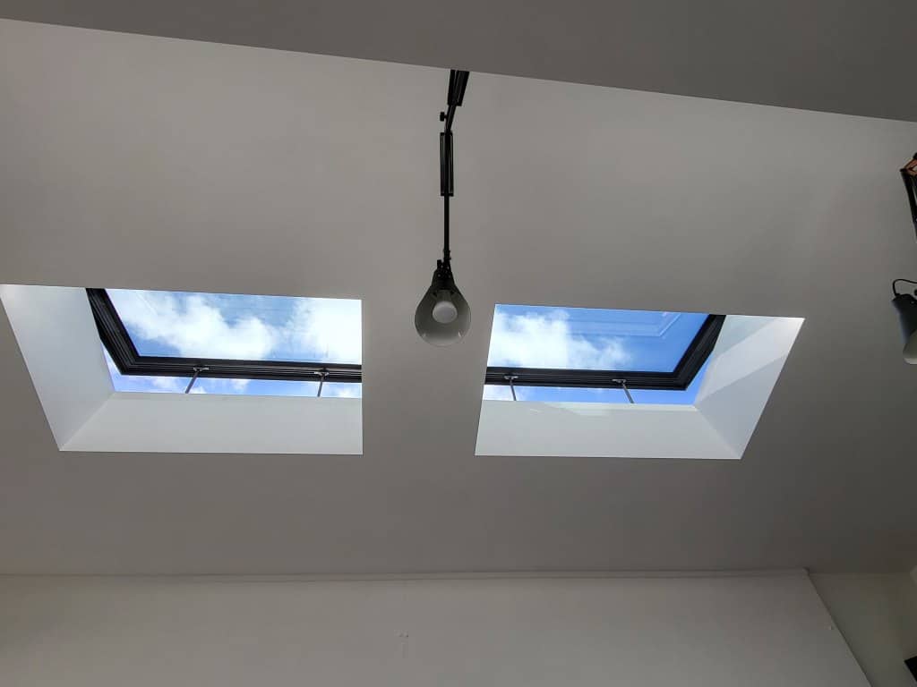 Two newly installed visionvent rooflights in the extension of an edwardian property.