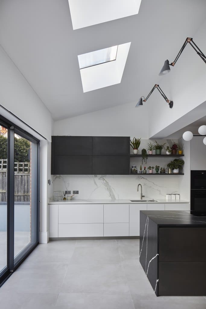 2 Visiovent rooflights, patio doors and kitchen.